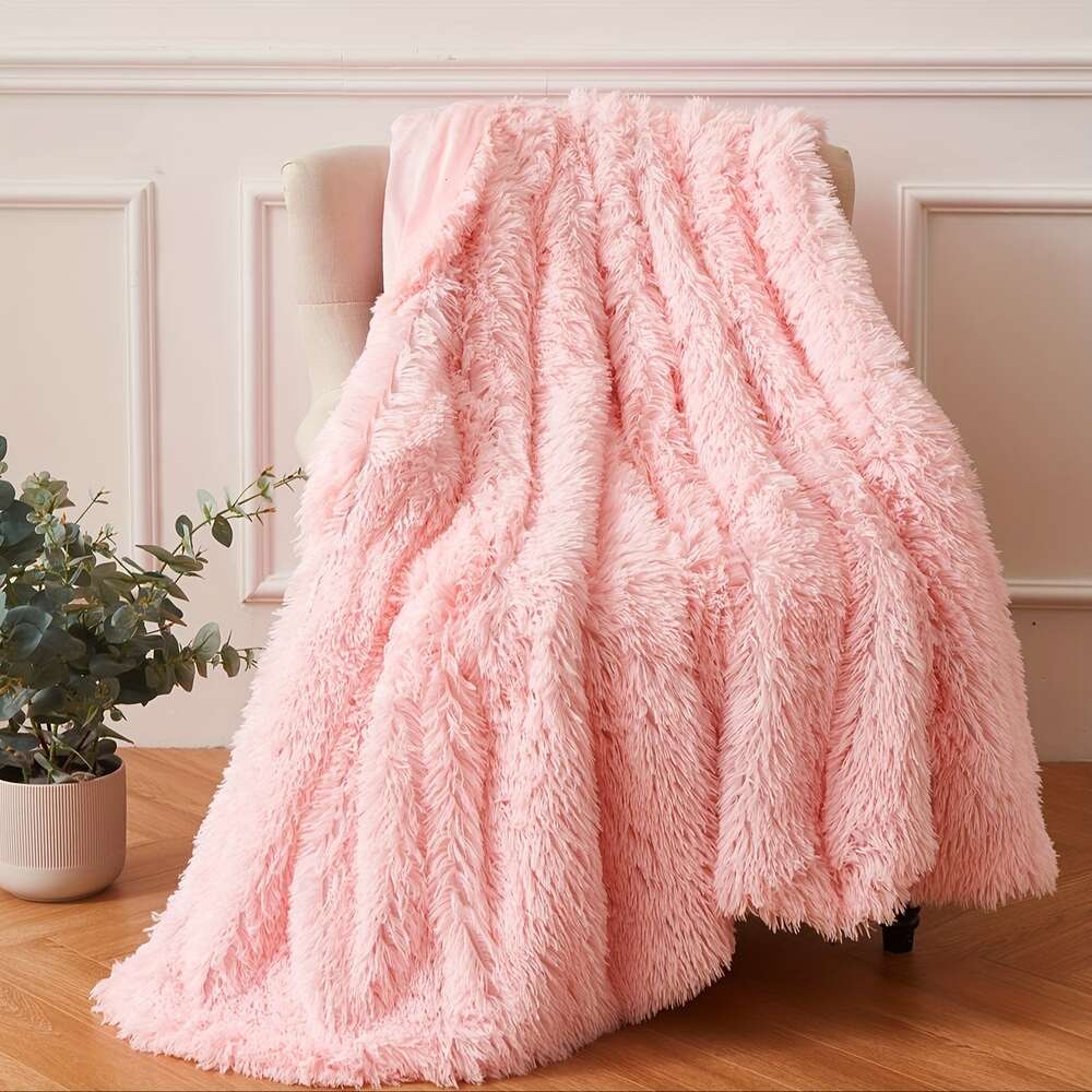 Plush Shaggy Blanket Soft, Warm, Cozy Ideal for Sofa or Bed Solid Color, Thick and Fluffy - Various Sizes Available