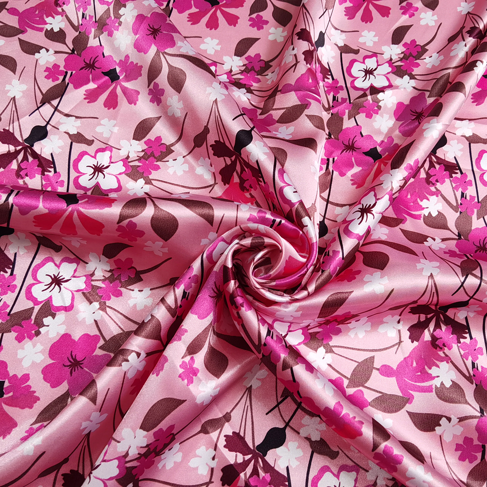 1 mètre x 1,48 mètre Retro Floral Satin Tabrics Sweet Swined Band Band Material Charmeuse Wholesale