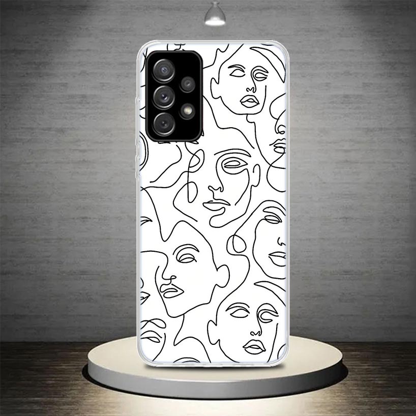 Linha abstrata face face capa capa para samsung galaxy a54 a52 a53 a14 a12 a13 a24 a22 a23 a34 a32 a33 a04s a03s a02s coqu