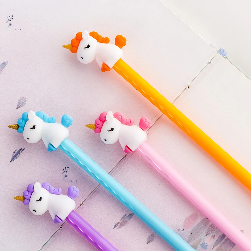 Długie koreańskie śliczne długopisy jednorożenne śmieszne pióro Pen Kawaii Ballpoint Rollerball School Office Dostaw towary przedmiot Girl Prezent