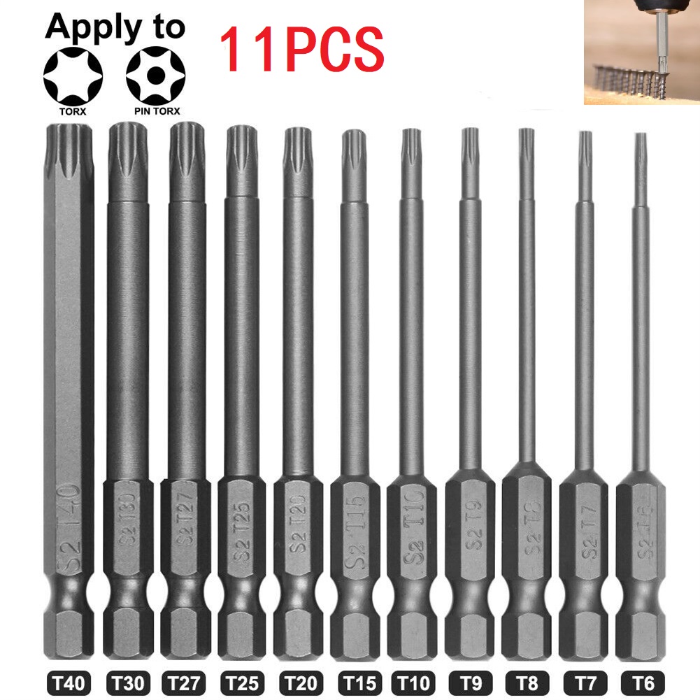 Bit de tournevis TORX Set Hex Security Head magnétique 75 mm Extra Long Electric Virtier Tools-T40