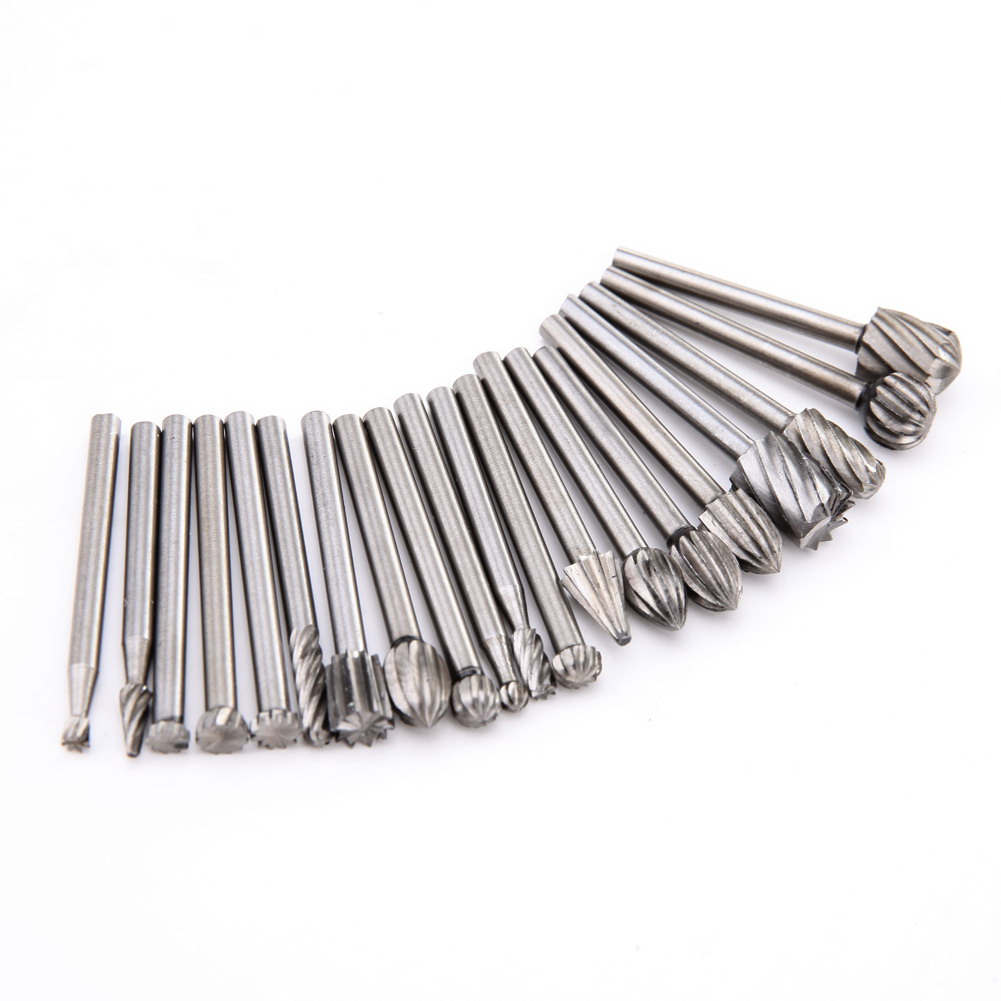 6/10/20pcs HSS Routing Router Drill Bits Set for Dremel Carbide Rotary Burrs Tools Wood Stone Metal Root Carving Milling Cutter
