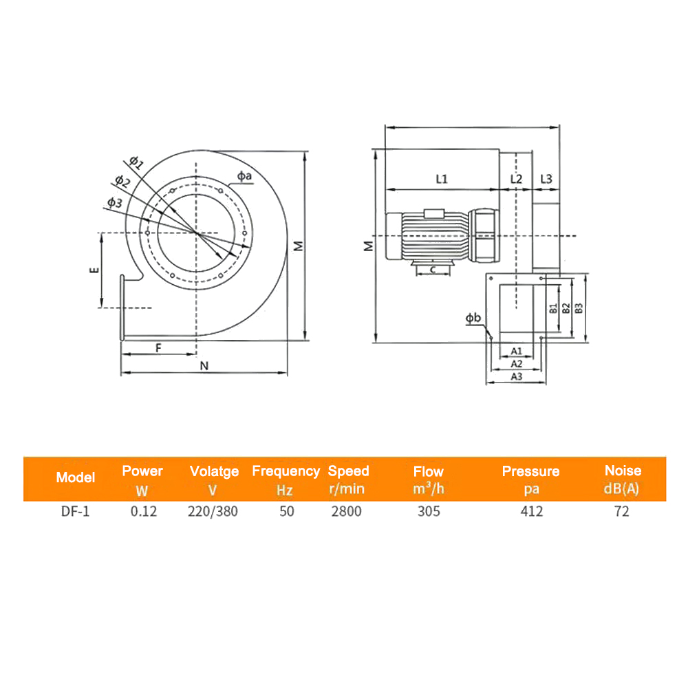 120W 220 V 380 V Kühlfan Low-Noise Industrial Lüfter Vakuuming Zentrifugalgebläse Mehrflügel kleine leistungsstarke Rauchextraktion