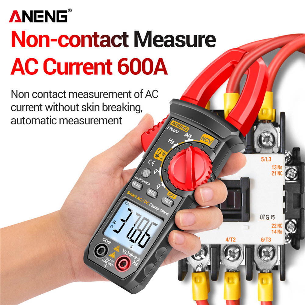 ANG PN200 Cyfrowy miernik zacisku DC/AC 600A Multimetr Ammeter 4000 Liczba profesjonalnego miernika testu pojemnościowego NCV Ohm