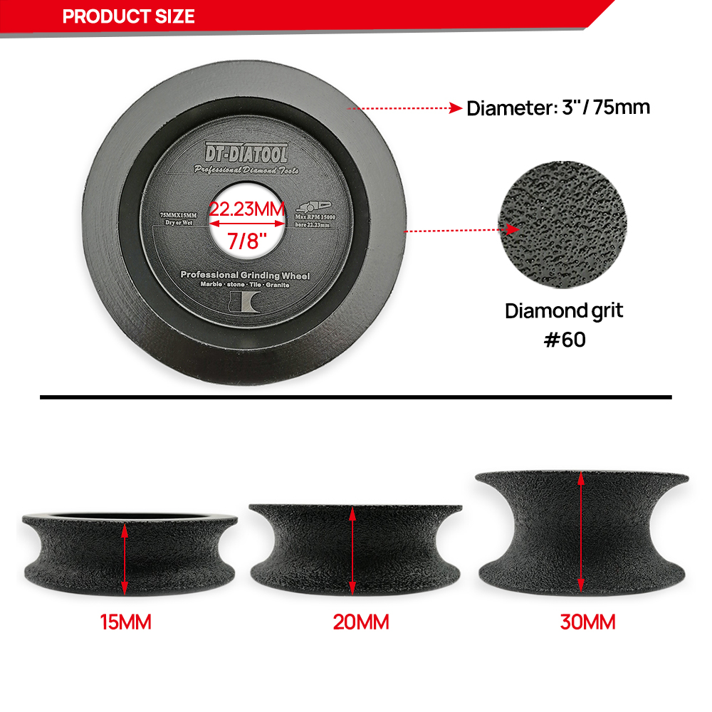 DT-Diatool DIA75/85mm Diamant slijpwiel Marmeren granietafscherming voor slijpkwarts Keramische stenen slijpschijf