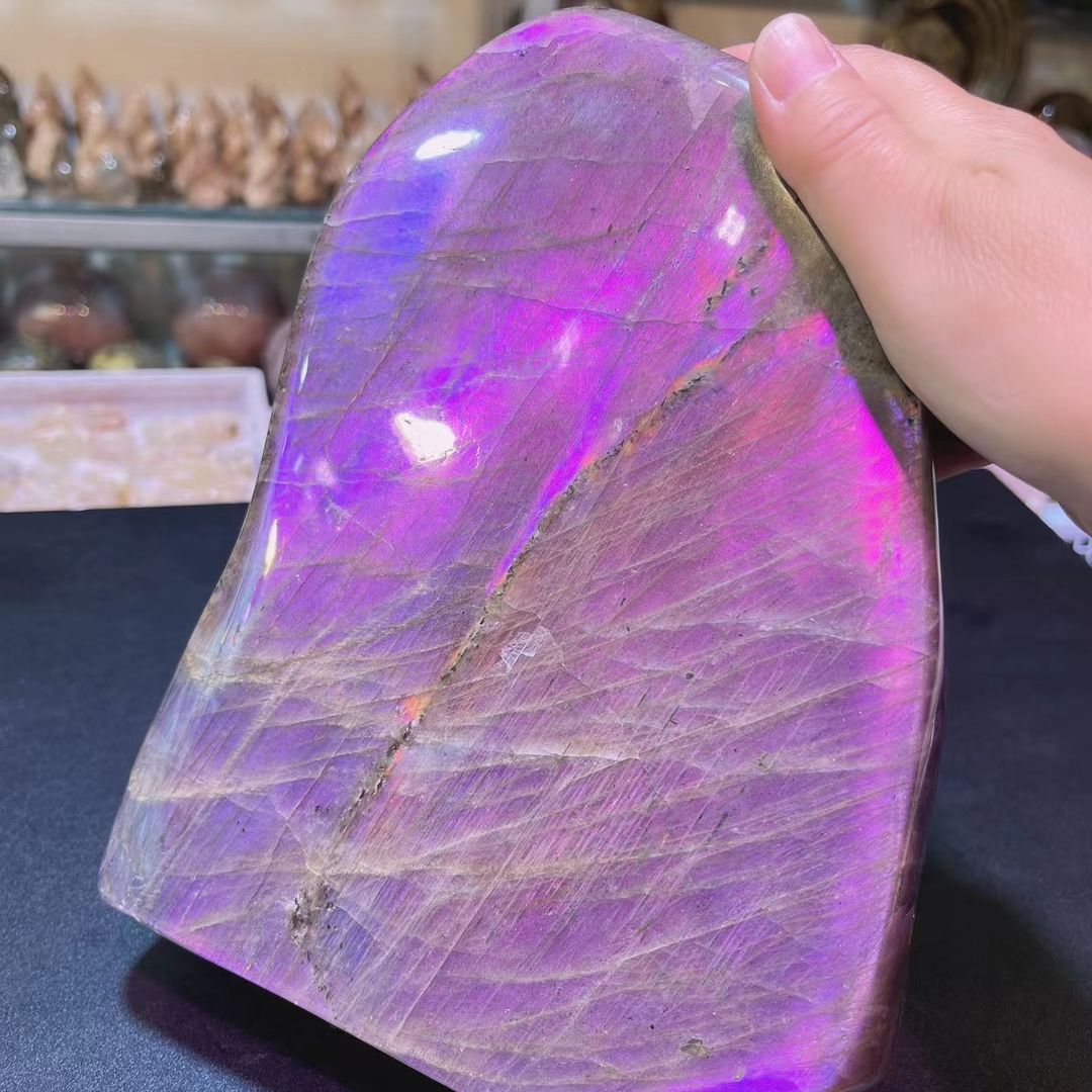 100g-3000g Natural Crystal Bleu et Violet Moonstone Grem Gemstone Ornement Polied Quartz Labradorite Decorating Stone Healing
