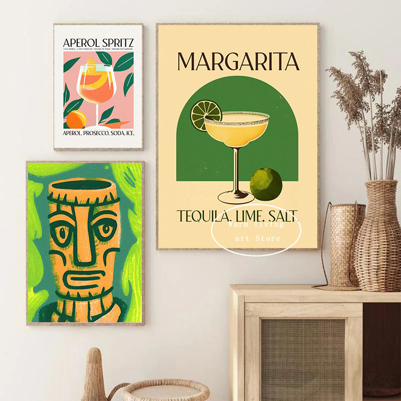 Jui de fruits Margarita Mojito Summer Aperol Spritz Affiches et barre imprimé Top Top Top Paint Club Club Bar Shop Home Decoration