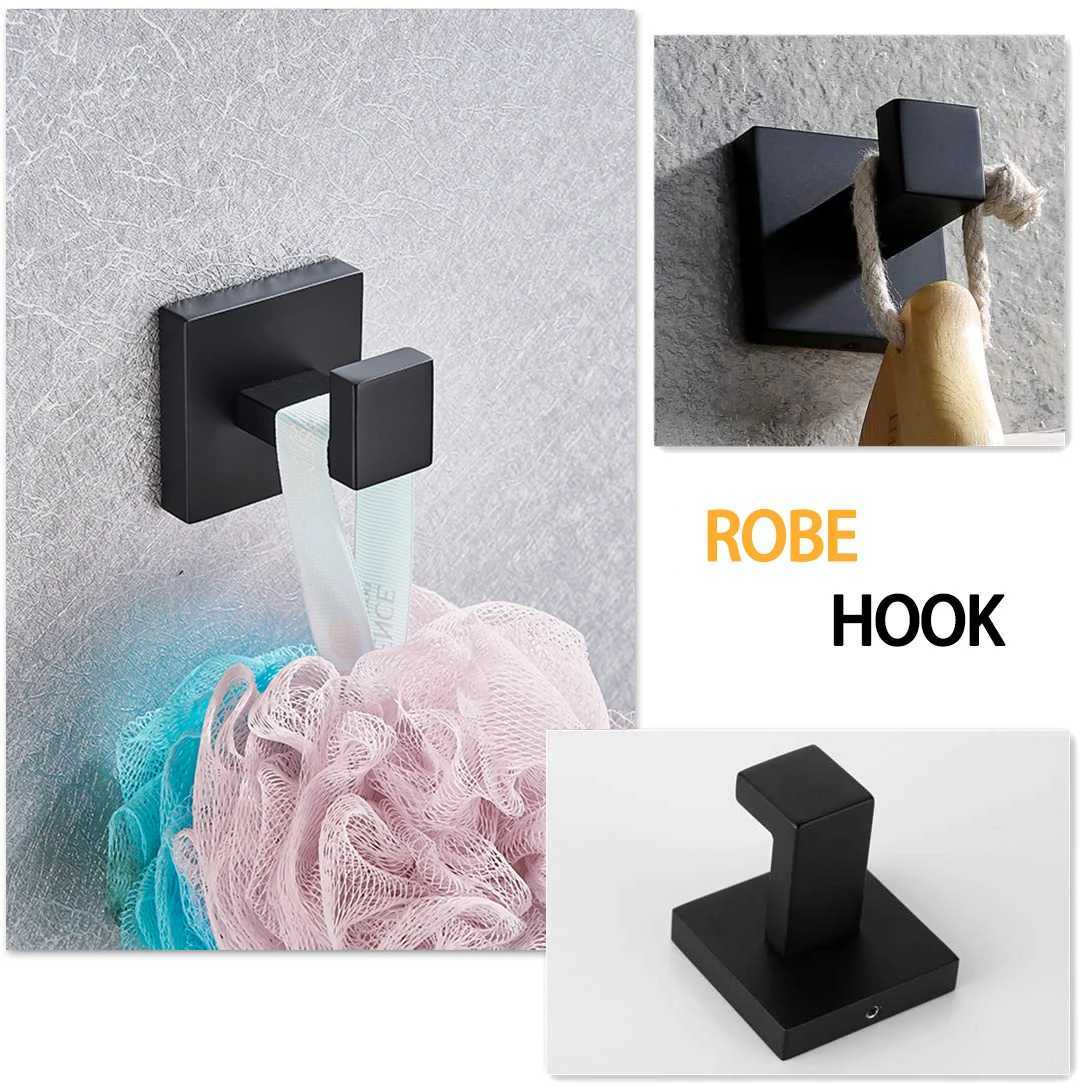 Wzio toiletpapier houders badkamer hardware set badkamer accessoires zwart gewaad haak handdoek rail bar rek balk plank tissuepapier houder tandenborstelhouder 240410