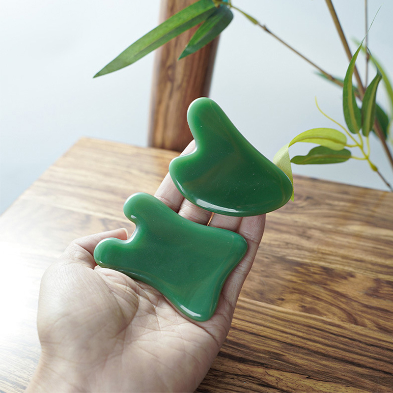 Green Jade Stone Gua Sha Sha Natural Gouache Scraper Spa ACUPUNCTURE Thérapie Facial Lift