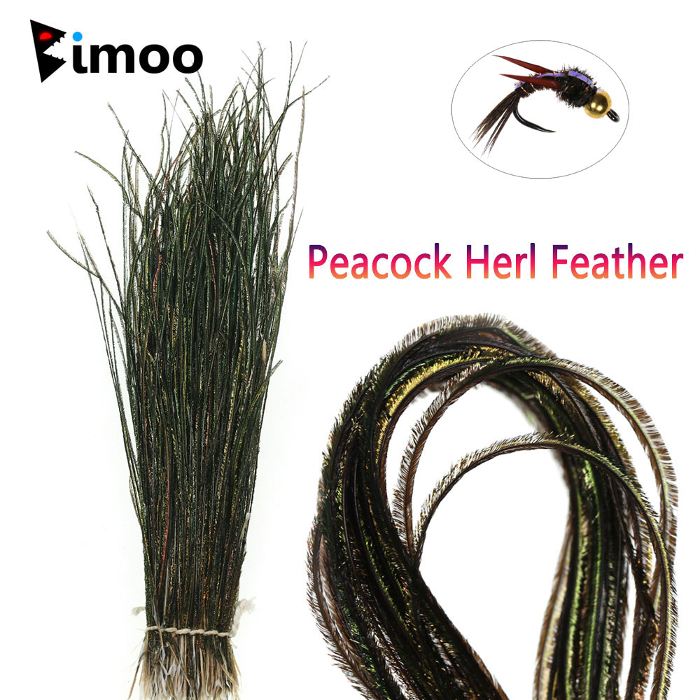 Bimoo 2packs 10 ~ 18 см. Натуральные павлины Herl Feather Dry Wet nymphs
