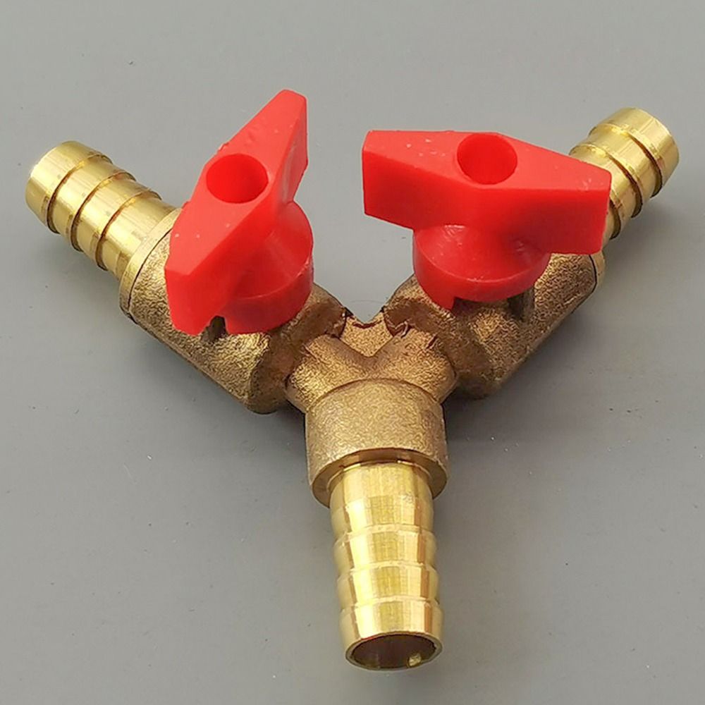 8/10/12mm Y Ball Valve Adapter Hose Barb Three 3 Way Brass Shut Off Pipe Fitting Connector Adapter For Fuel Gas Water Oil Air