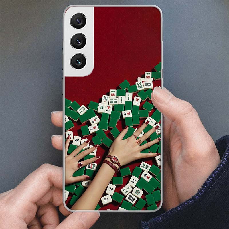 Custodia di telefono creativo Mahjong Samsung Galaxy M12 M21 M30S M31 M32 M51 M52 Nota 8 9 10 20 J4 J6 Plus J8 Silicone Soft Silicone Cover