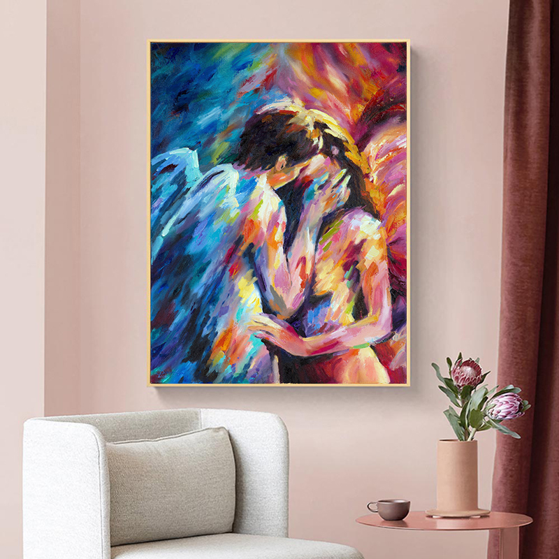 Sexy Nude Painting Couple Kissing Poster Home Wall Picture Prints Canvas Painting Sensual Woman Wall Art for Living Room Decor