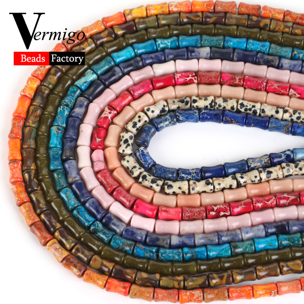 10*6 mm natuurstenen kralen bamboe gewricht vorm kleurrijke zee sediment jasper kralen voor sieraden die doe -het -zelf armbanden accessoires maken