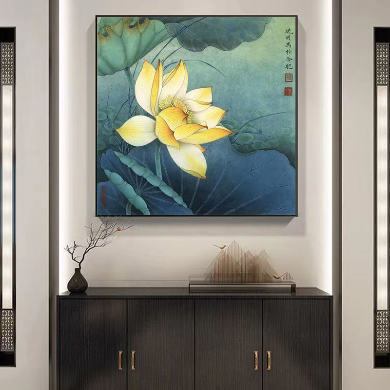 Ny kinesisk stil lotus/lotus blad/koi affischer och tryck blommor duk målar väggkonst bild för vardagsrum heminredning