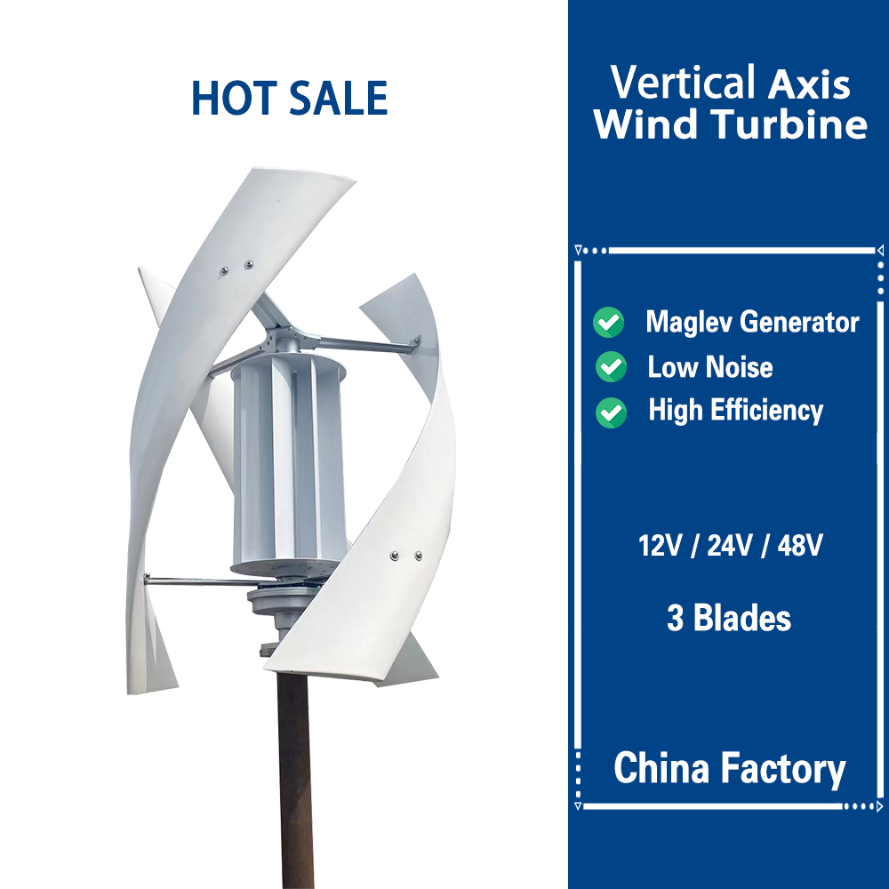 Vertikal vindkraftverk med hybridkontroller utanför nätsystemets inverterare 3KW 5KW för hemmafri energi med väderkvarn