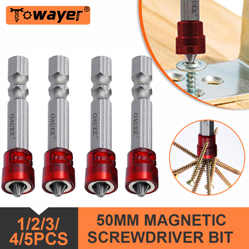 50mm Magnetic Screwdriver Bit Cross-head Anti-Slip PH2 1/4 Inch Hex Shank Alloy Steel Mini Electric Screw Tools Accessories