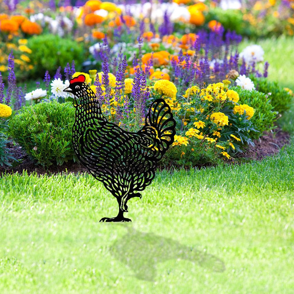 Escultura de estátua de jardim escultura adorável pintinho silhueta silhueta estacas