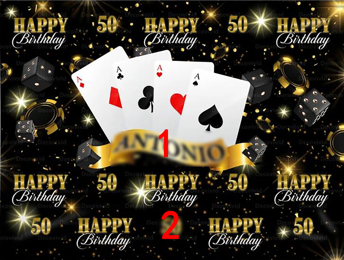 Özel Casino Step tekrar siyah altın poker oyun kartları kumar 50. doğum günü fotoğrafı zemin parti arka plan
