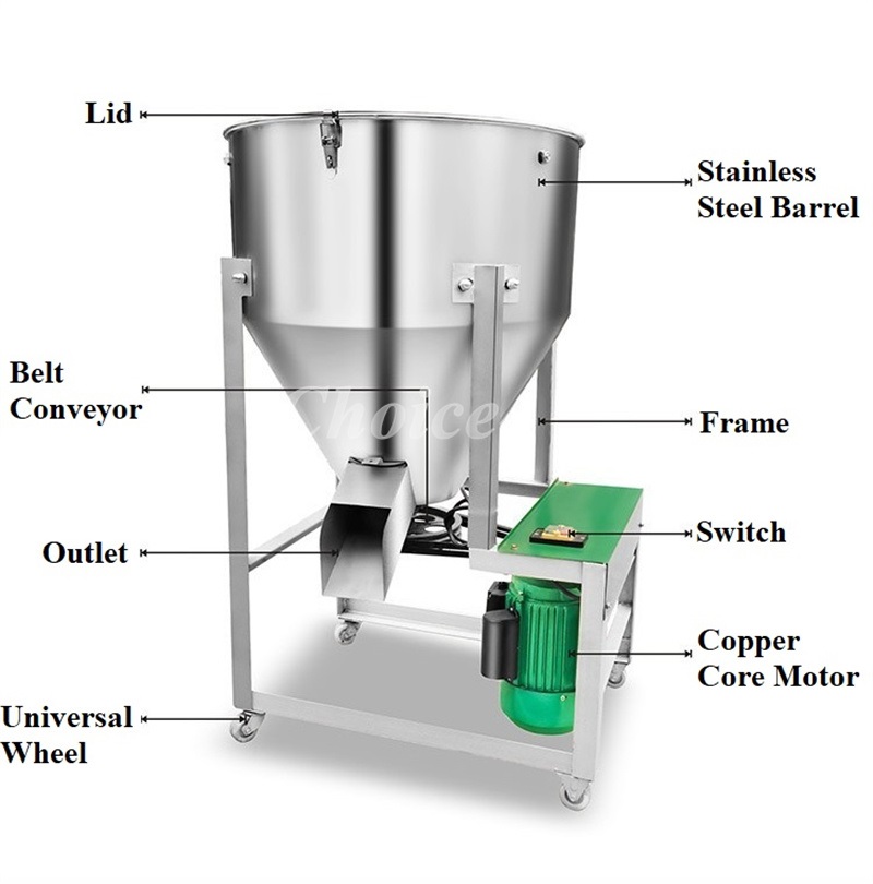 Hot Sales Chicken Feed Mixer Material Mixing Machine Wheat Corn Rice Seed Dressing Coating Machine Plastic Color Mixing Machine