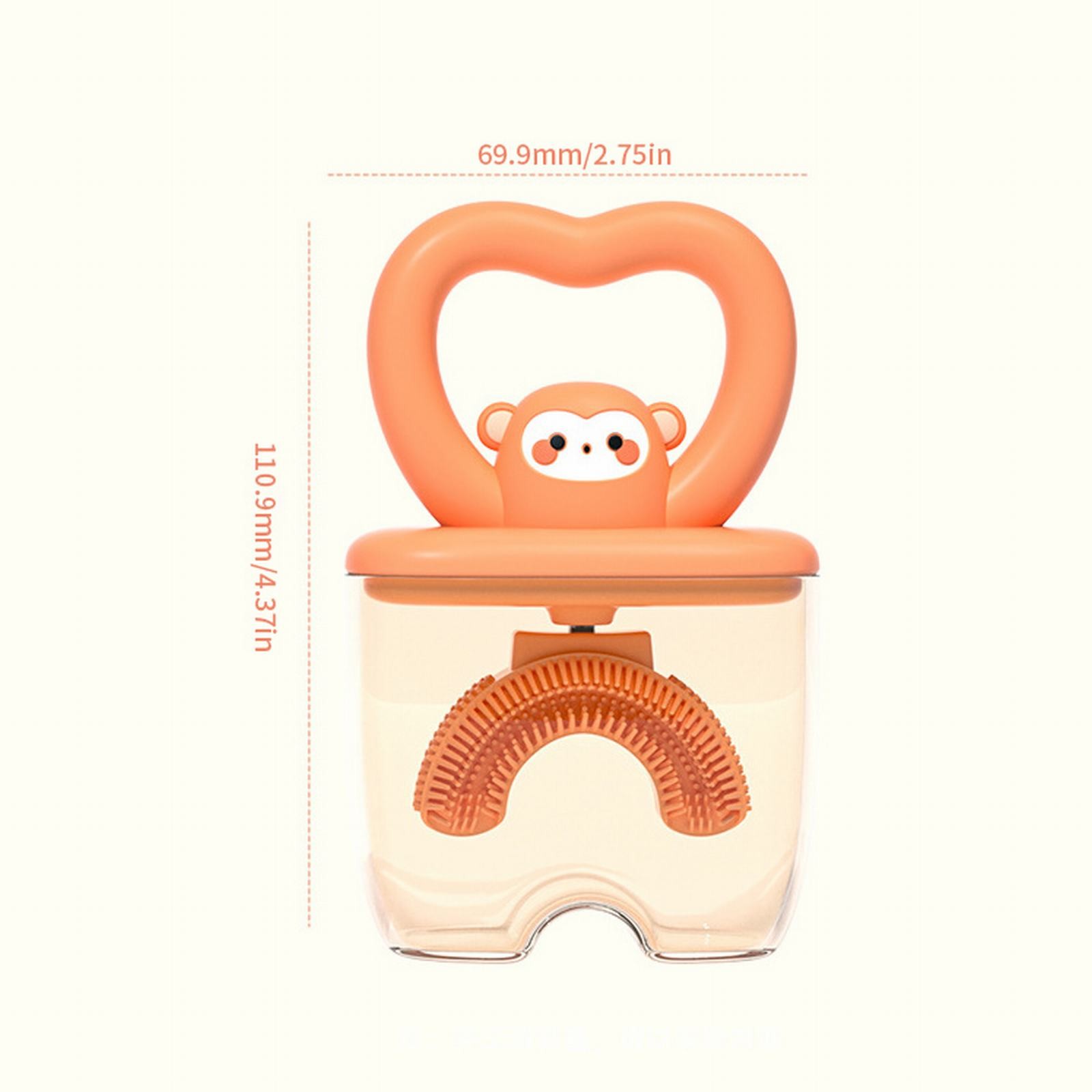 U şekilli diş fırçası: aşk maymun bebek sevimli manuel u şekilli diş fırçası ile kapak çocukları