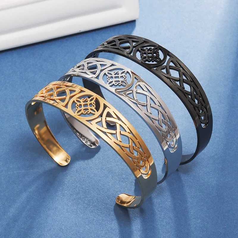 Bangle Witch Knoop Knoop Bracelet roestvrij staal verstelbare open manchet armband Keltische quaternaire hekserij armband amulet sieraden voor mannen 24411