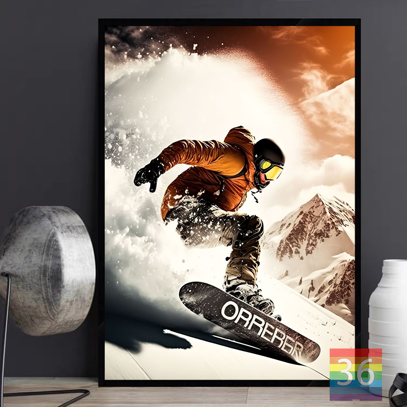 Snowboard Skiing Sport Poster Canvas Prints Morden Skiing Wall Art Picture Snowboarding Sport Wall Decor Skiing Club Wall Decor