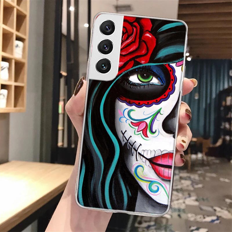 Catrina Bella Rose Girl Skull Skull Telefono di telefono Samsung Galaxy S23 S22 Ultra S21 Plus S20 Fe S10 Lite S9 S8 + S10E S7 Edge