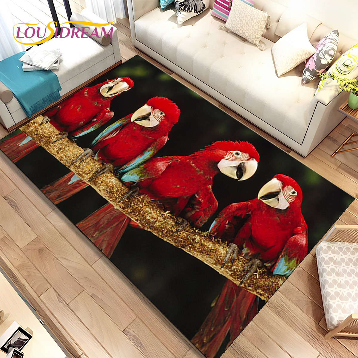 Colorful Parrot Macaws Birds Area Rug,Carpet Rug for Home Living Room Bedroom Sofa Doormat Kitchen Decor,kids Non-slip Floor Mat