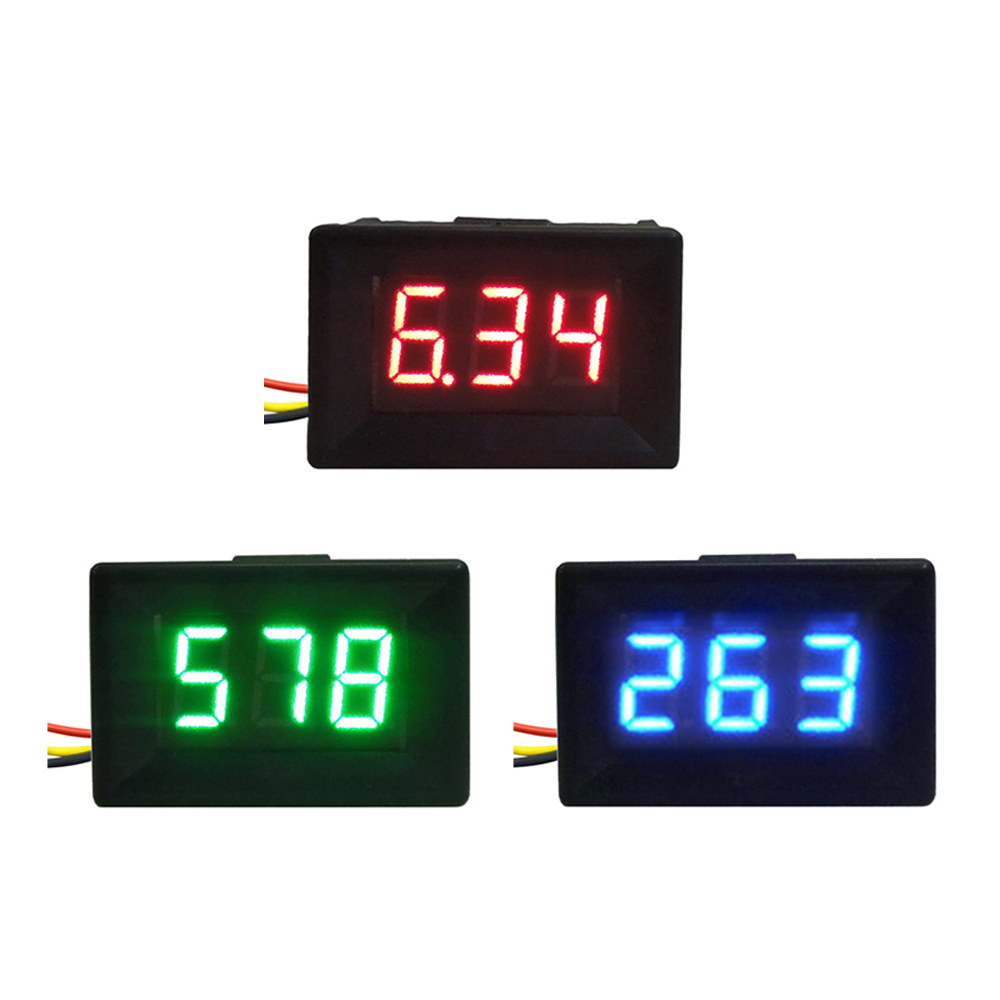 0,36 pouce Voltmètre Voltmètre vert rouge bleu DC 0-300V 0-600V 3 fil à 3 chiffres Affichage de tension LED Tension de tension Testeur Tentage de voiture