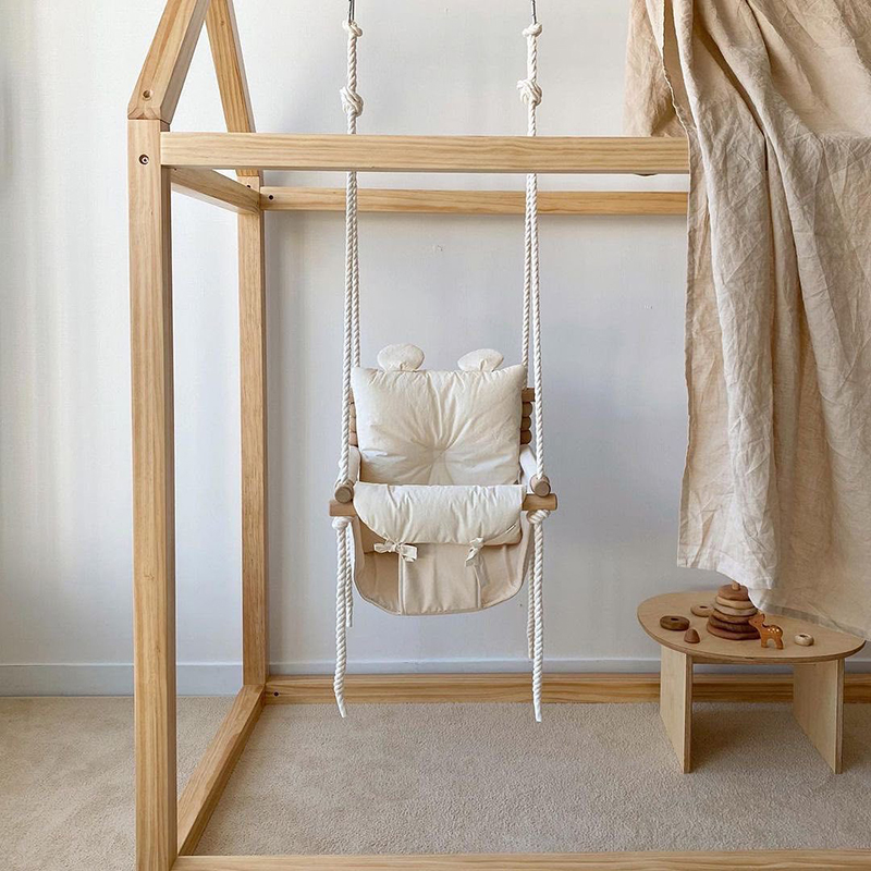 Swing Seat, Swing Chair Canvas Hanging Wood Rocker Toy Safety Bouncer Utanför Swing Chain Toy Rocker Swing Hammock Tree Swings