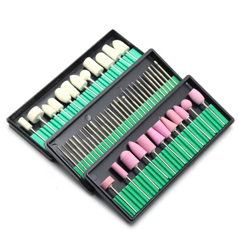 Set Of Cutters For Manicure Machine Quartz Scrub Stone Diamond Wool Nail Drill Bit Rotary Grinding Mill Pedicure Kit