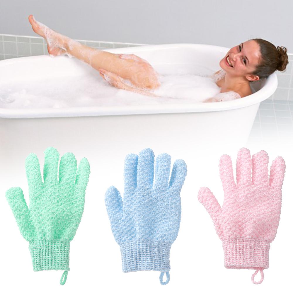 Cinq doigts de bain ménage gant gant serviette de douche élastique gants gants corporel exfoliator gants de nettoyage de bain à deux faces