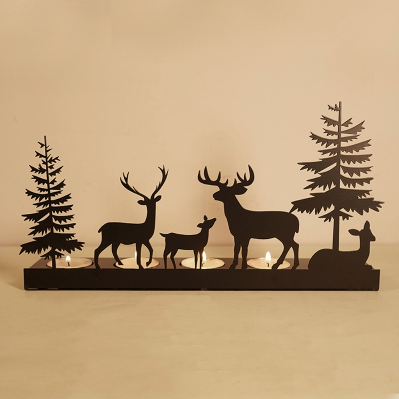 Cangoli di metallo per renne a portata di tealight per tavolo da matrimoni Centrotavola da tavolo da tavolo decorazioni natalizie a casa