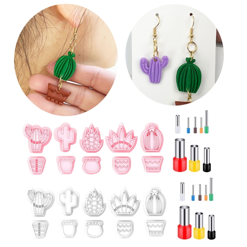 18x Plastiktonschneider für Ohrringschmuck herstellen DIY -Pflanze Kaktus -Ohrring -Schimmelpilze für Weihnachten Geburtstagsgeschenk