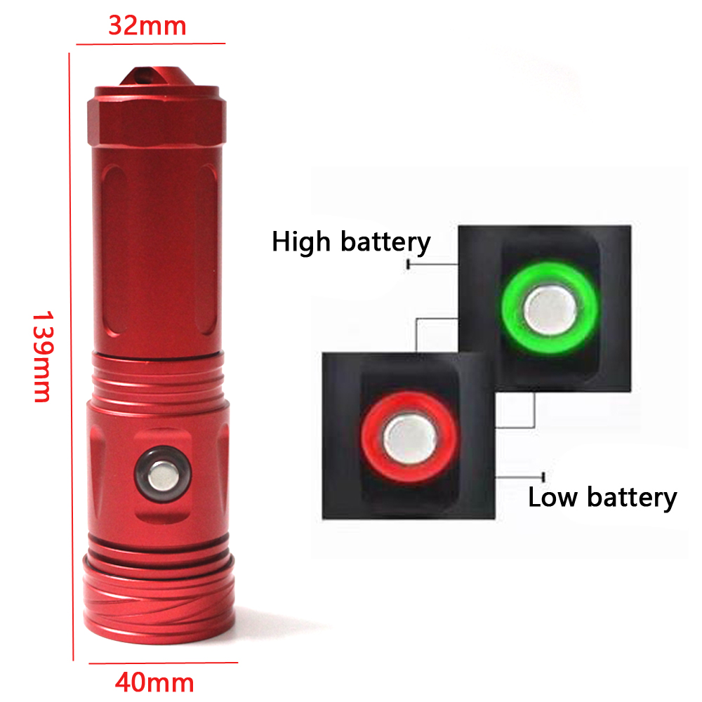 IPX8 Nurkowanie latarki 1000 lumens Profesjonalne wodoodporne nurkowanie flashligh XM-L2 LED przenośna 200 m podwodna pochodnia nurkowania