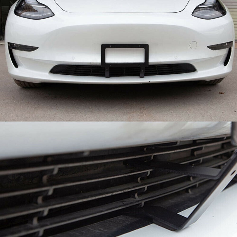 Plaque de plaque d'immatriculation en aluminium Front de voiture de voiture avant Plaque d'immatriculation pour Tesla Model 3 2017-2022 Modèle Y 2017-2021 Facile à installer noir