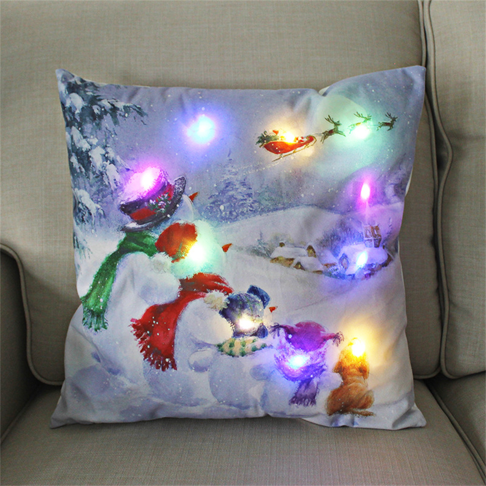 LED Light Light Pillow Poduszki Pokrycie Krótka pluszowa poduszka Santa Elk do domu Glow Santa Clause Deco do domu na sofę 2024