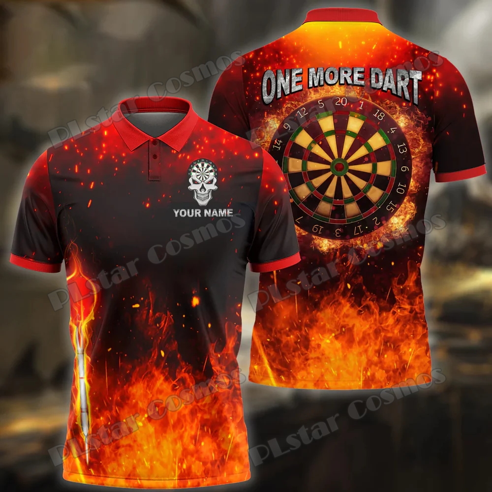 Nome personalizado Darts 3D em toda a camisa de pólo masculino impressa Summer Unisex Street Wear Casual Shirt Presente para Dart Lover Pol91