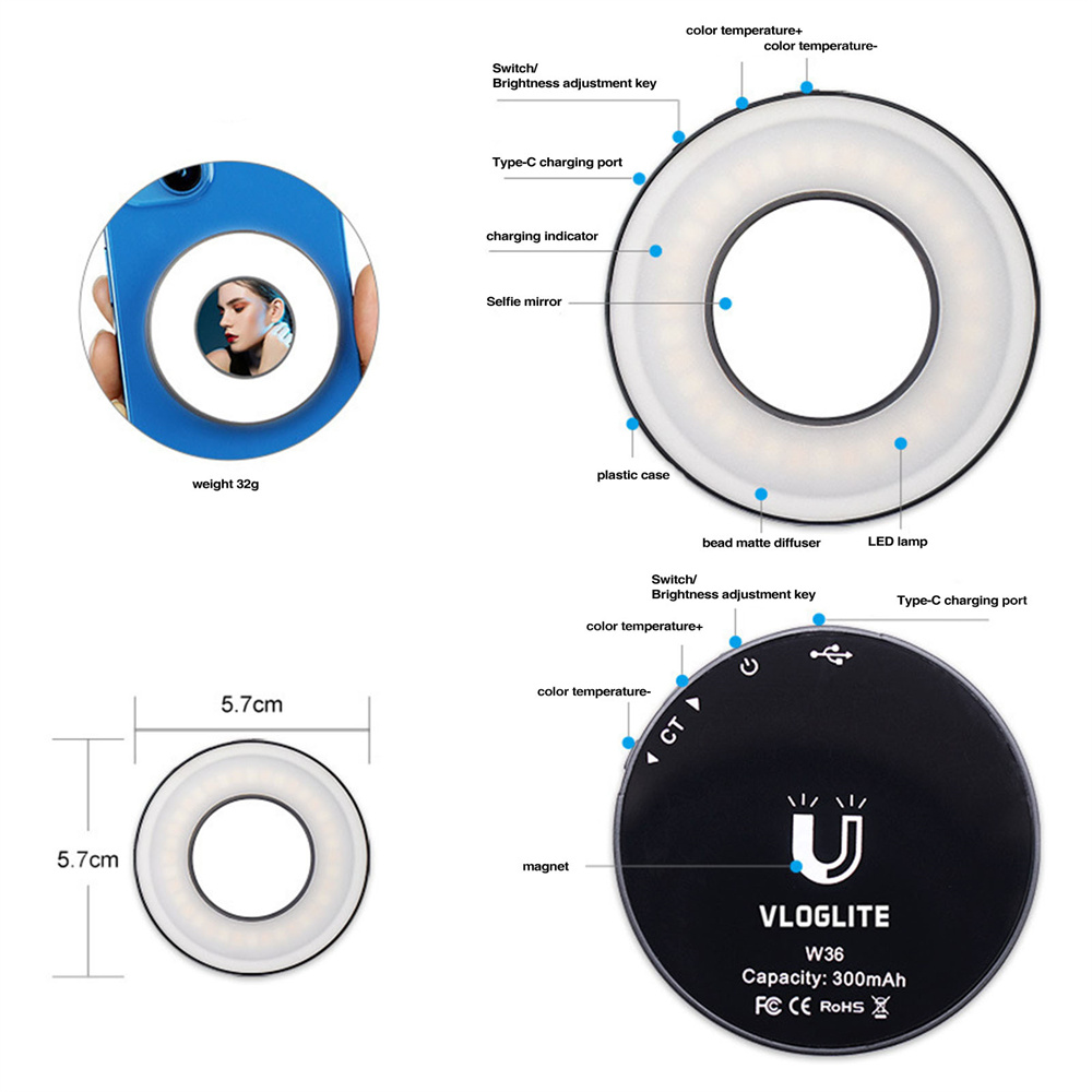 New Magnetic Mobile Phone Selfie Light Led Ring Fill Light for Magsafe Iphone 12 13 14 Series Android Phone Light Rechargeable