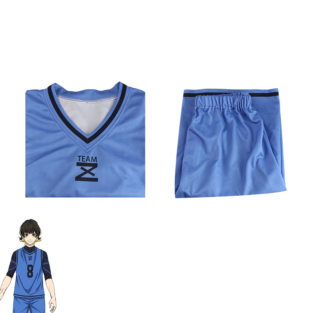 Anime Blue Lock Bachira Meguru Cosplay Costume Football Jersey Sportswear Blue Uniform Bodysuit Halloween Christmas Party Outfit