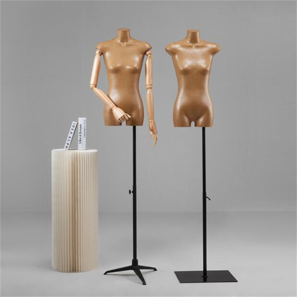 Mannequins en tissu féminin à couture complète brun vintage, accessoires de modèle en papier kraft, affichage à la poitrine plate des femmes, 2023, 2023