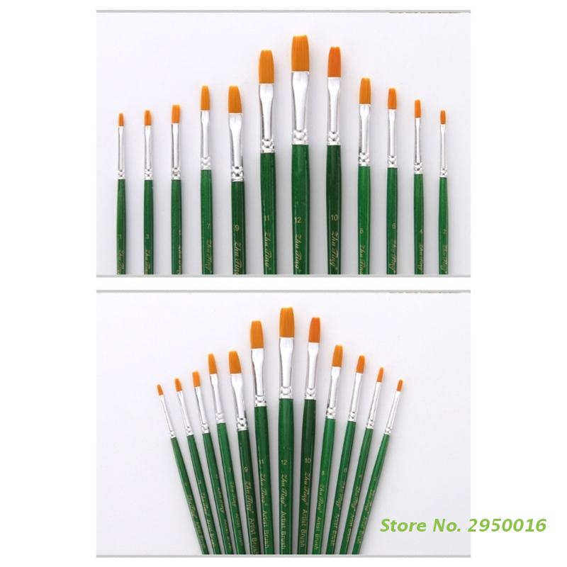 Professional Artist Paintbrush Flat Tip Pointed Tip Paint Brush for Beginner Watercolor Gouache Painting DIY Craft