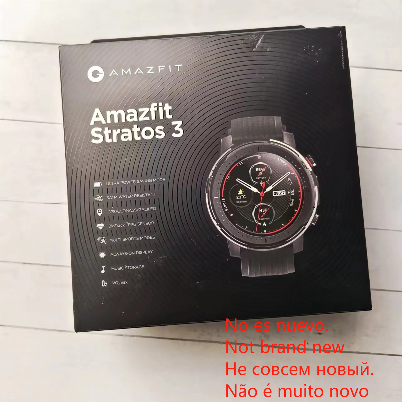 Originale Global Amazfit Stratos 3 Smart Watch for Men Sapphire Riflette sullo schermo Music Storage GPS 5ATM 98New Original Box