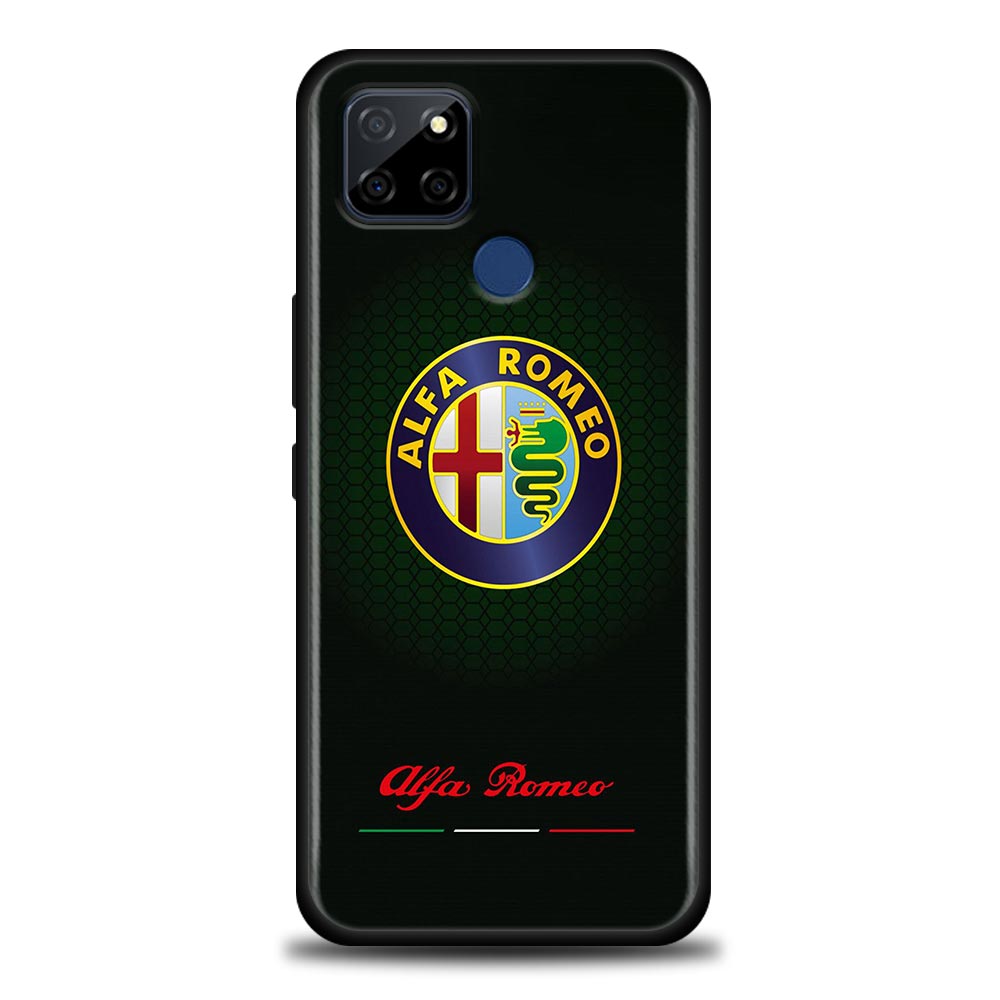 TALY CAR A-Alfa R-Romeo Połączenie telefoniczne dla Realme 9 9i 8 8i 7 7i 6 5 C17 6S 5I 5S 6i Pro Narzo 4G 5G Black Soft Silikonowe Cover Fundda