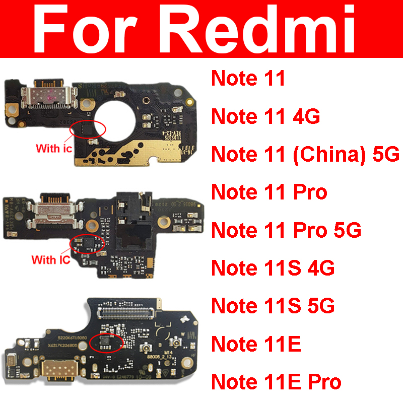 Scheda di caricabatterie USB Xiaomi Redmi Nota 11 Pro Nota 11S 11E Pro 4G 5G Dock di ricarica USB con cavo flessibile Ic Collegare parti