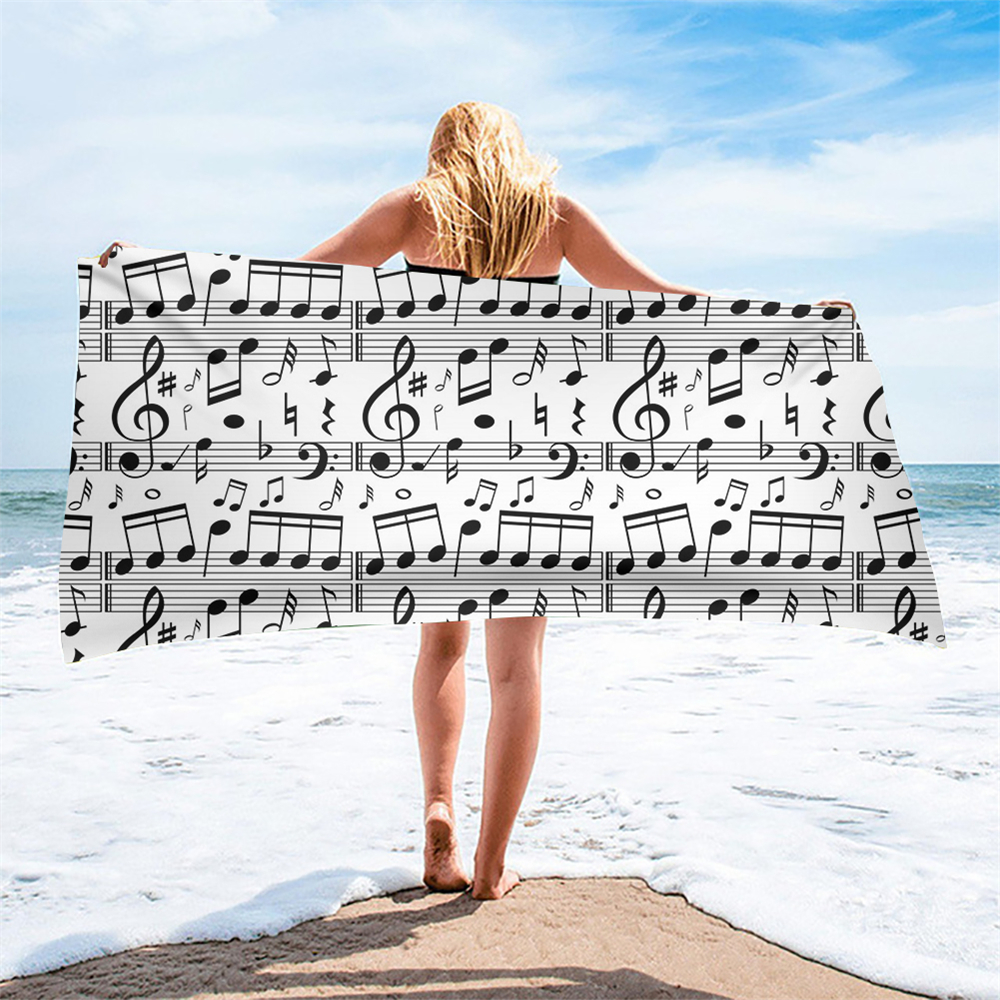 Music Notes Piano Beach Towel Women Girls Kids Face Bathing Home Bath Towels Quick Dry Super Soft Beach Swimming Travel Towel