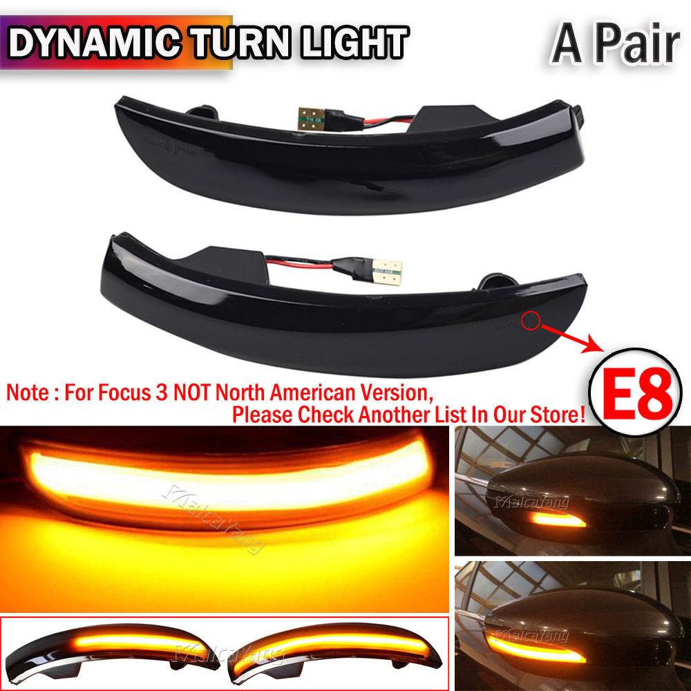 2x LED Dynamic Turn Signal Light voor Ford Kuga Escape C520 EcoSport 13-18 Focus 3 Mk3 se st rs US.Side Mirror Indicator knipper