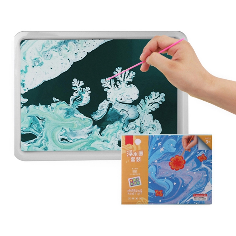 Kit de pintura de mármore aquático para meninos de atividades de projeto de arte de menina não-tóxicas 6/