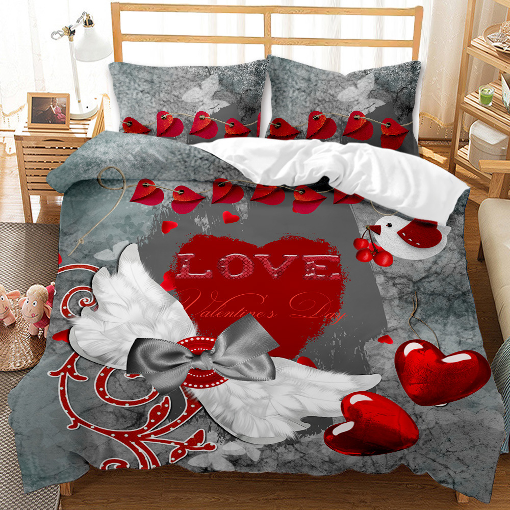 Dia dos namorados Love Heart Pattern Duvet Set 3D Prind Print Comforter Bedding Sets Queen Twin Size Twin Size Luxury Day Day Gifts